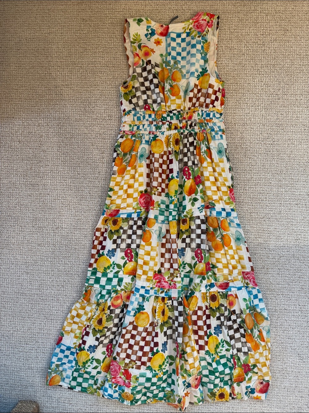 Anthropologie Floral, Fruit & Check Tiered Maxi Dress - Multicolor - Picture 6 of 7